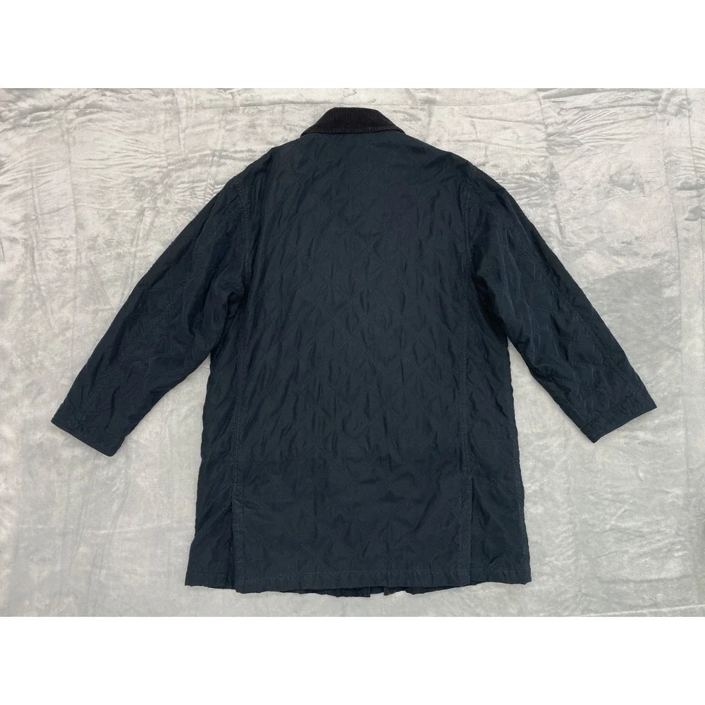 Faconnable Quilted Jacket Men L Blue Corduroy Collar Coat See Measurements